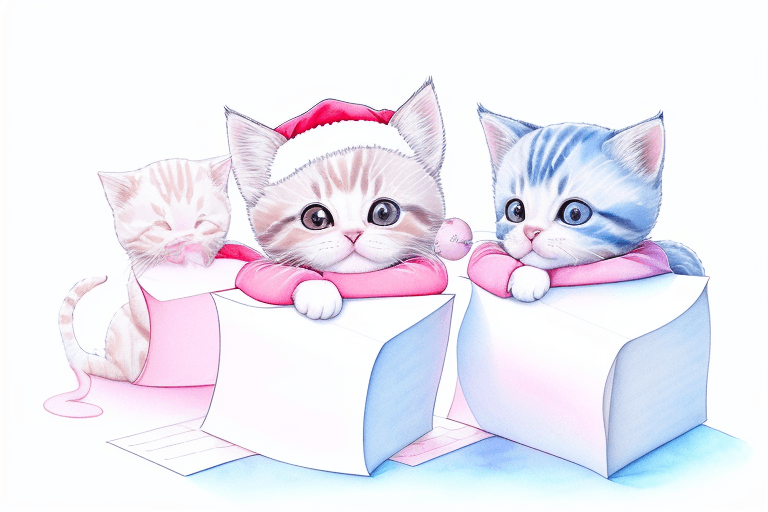 AI generated: 
Drawing on Christmas writing paper, cute Christmas, for coloring, kitten, cute, baby, Christmas, cu...