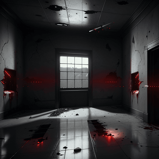 AI generated: wall with Bullet holes,black scratches،blood drops on wall, cinematic lighting, trending on artstati...