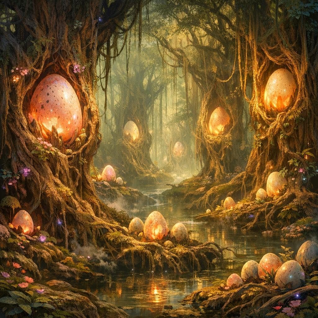 AI generated: Create a new and unique environment/Biome of  Instinct→ The Reproductive Den (Land of Survival and G...