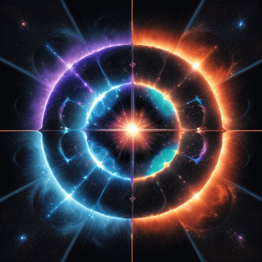 AI generated: In the expanse of a cosmic battlefield, two deities from separate dimensions face off. The first is ...