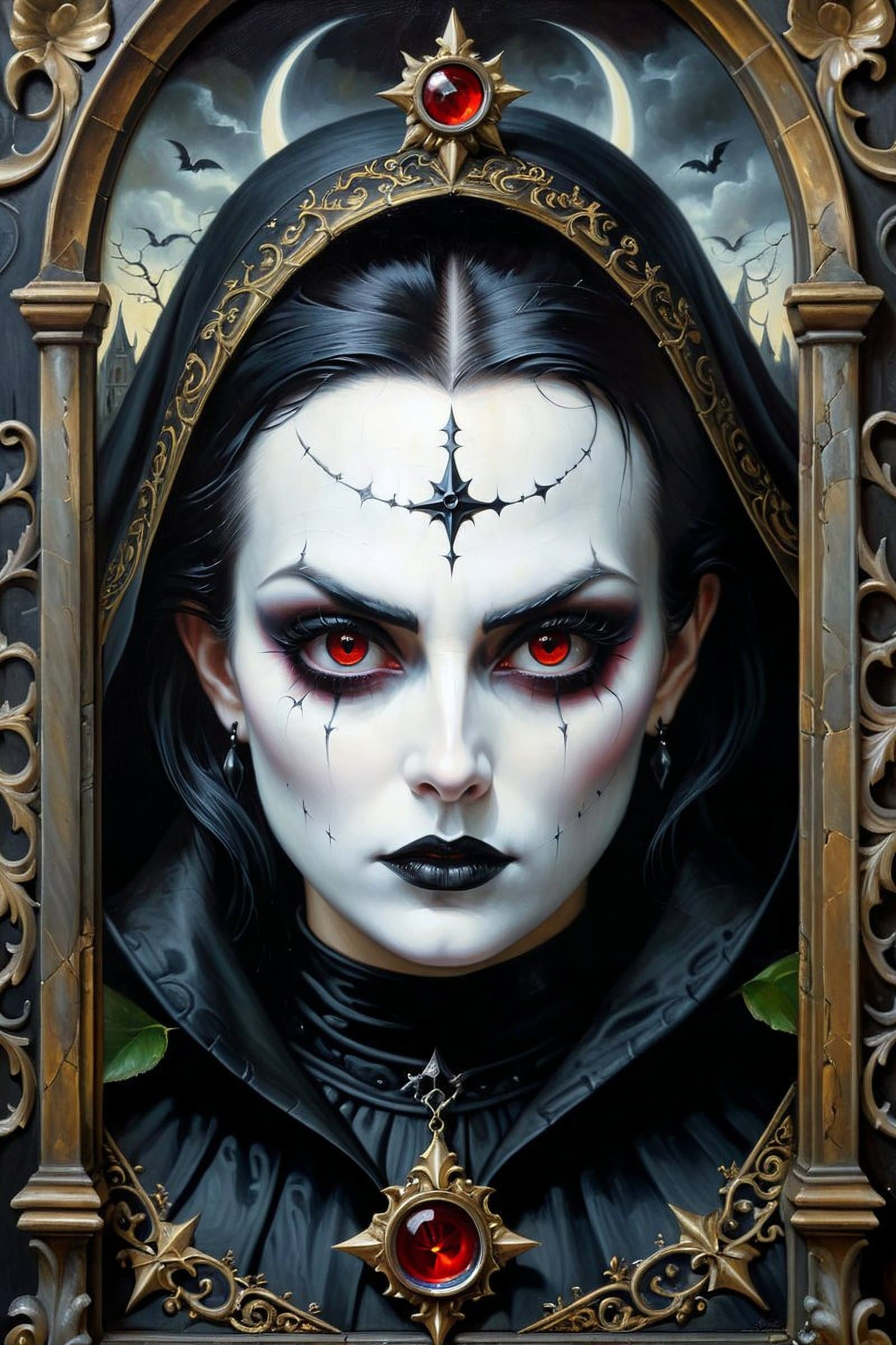 AI generated: An oil painting of the (true evil:1.2), in the style of trompe - l'Sil illusionistic detail, blink -...
