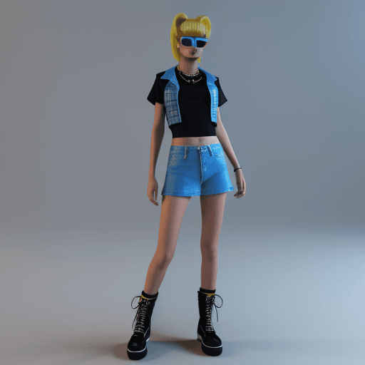 AI generated: 3D render of Timmiy Turner dressed in a y2k style.