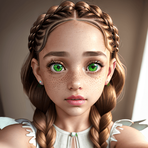 AI generated: A cute girl with light brown braided hair, talking a selfie (close up) ((waist up)), wearing a mini ...
