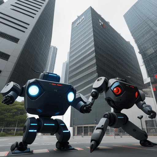 AI generated: AI robots from Norway attacking the Run Run Shaw building, CityU