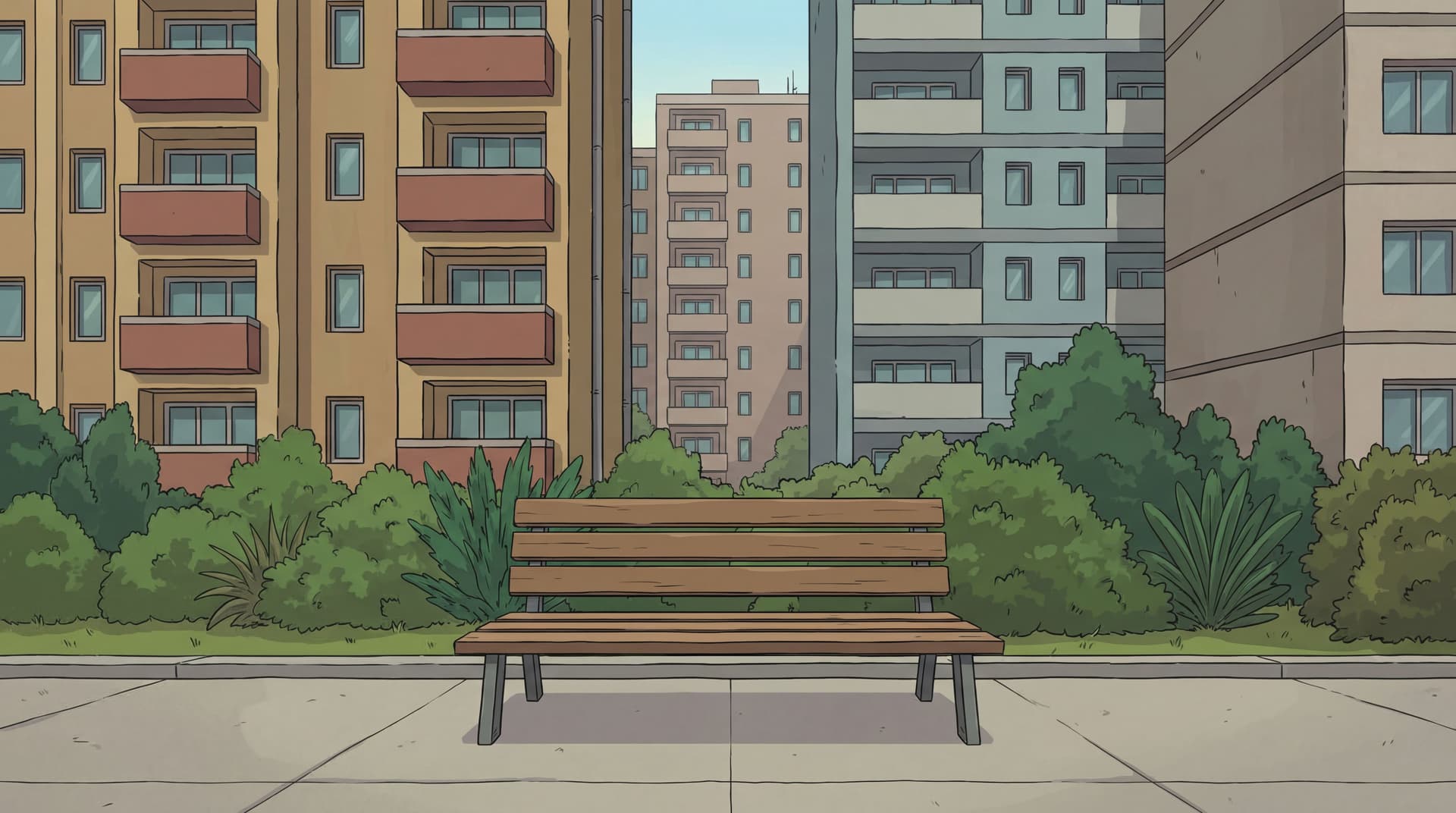 AI generated: change background in the back show buildings close up and some bushes.