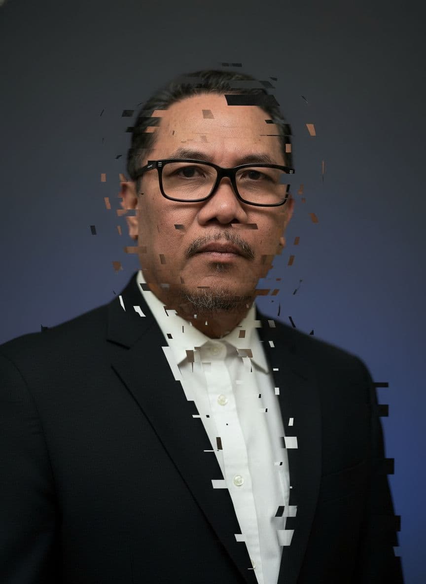 AI generated: realistic portrait, man (image provided) contemporary styled, staring to camera, wearing a minimalis...
