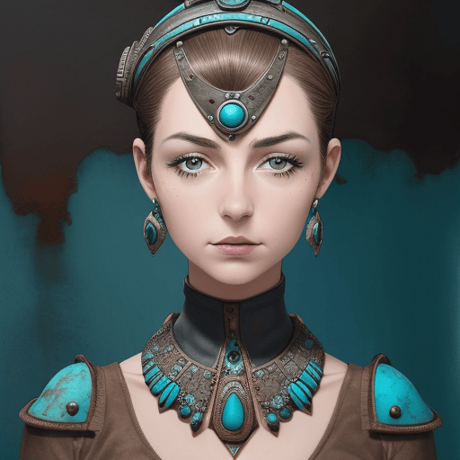 AI generated: Tintin, dark brown eyes, front view portrait melting into the patinated background, brilliant abstra...
