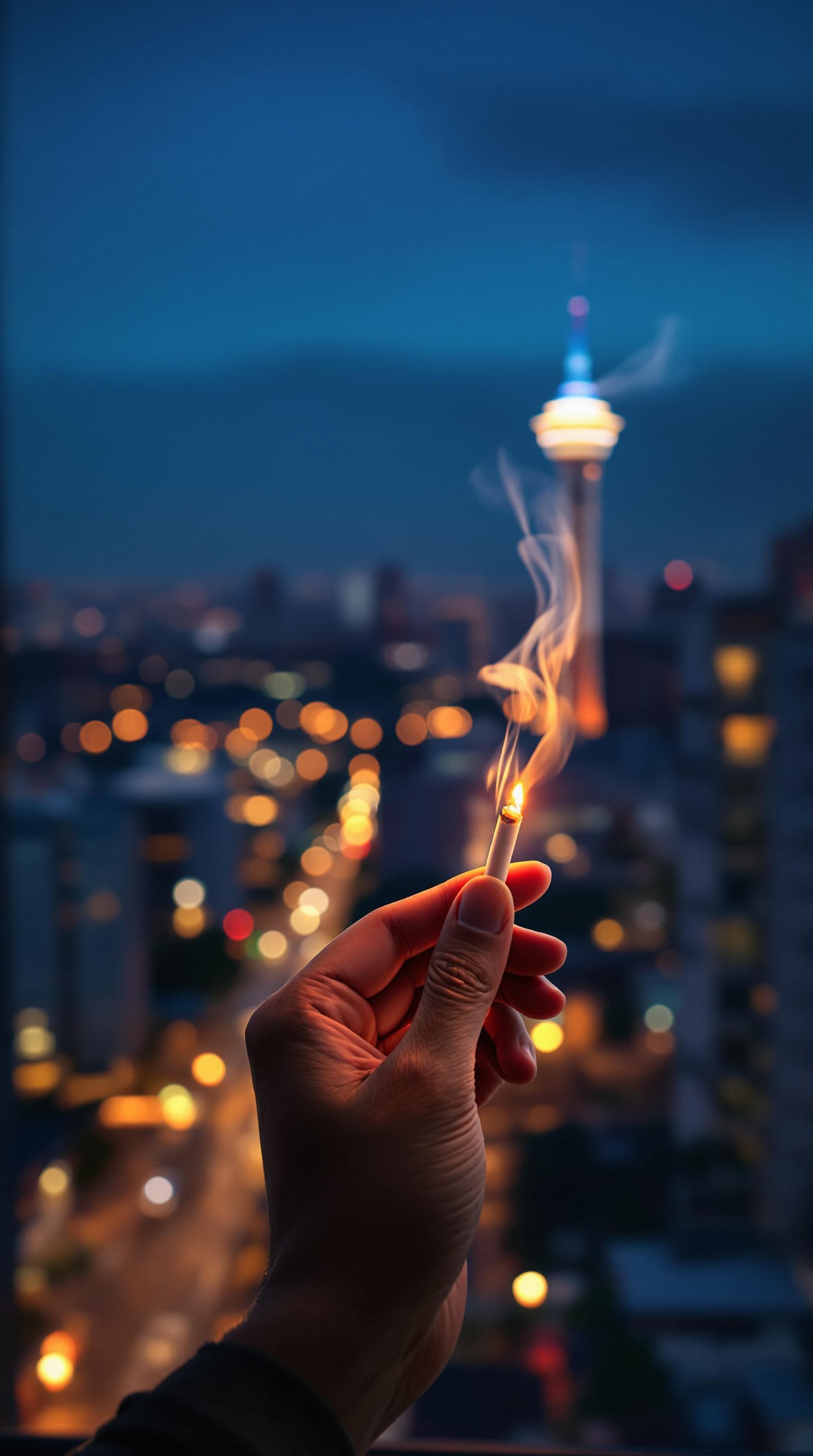 AI generated: pov first-person, i am standing by the open window, smoking a cigarette professionally . only my han...