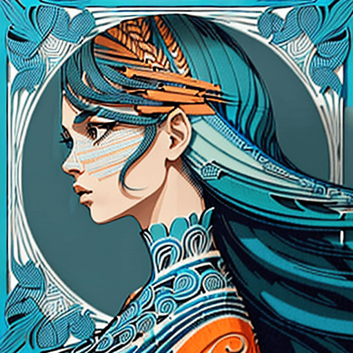 AI generated: Create an image of a woman's profile with a highly stylized and artistic interpretation. Her hair an...