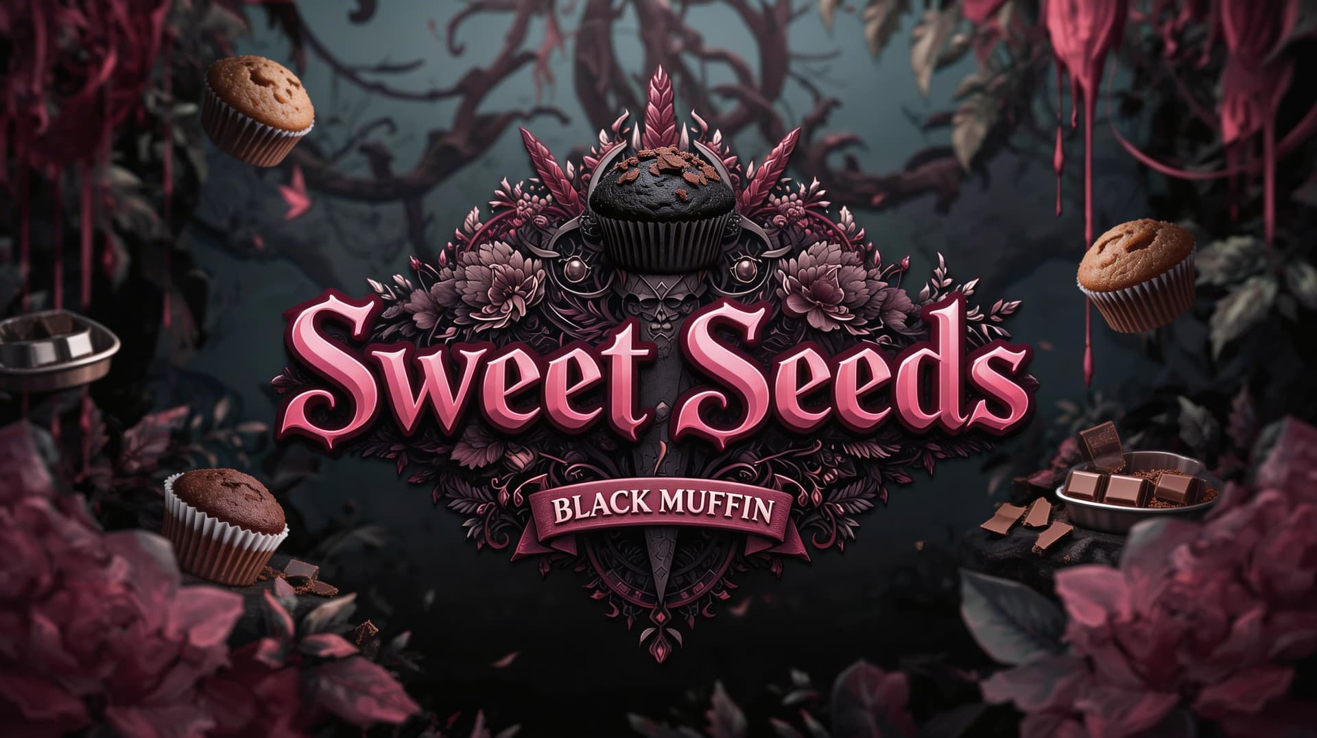 AI generated: Creat a Image in the same direction like the uploaded Picture, but use a Text with "Sweet Seeds " an...