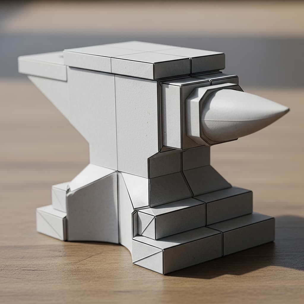 AI generated: please fold a paper, origami style in the shape of an anvil