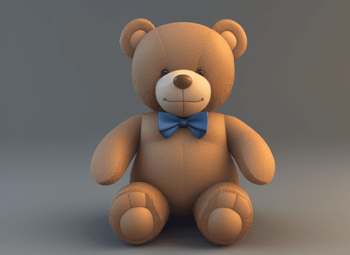 AI generated: 3d smiling teddy bear without a bow tie. Full body. Facing the front with open arms.




