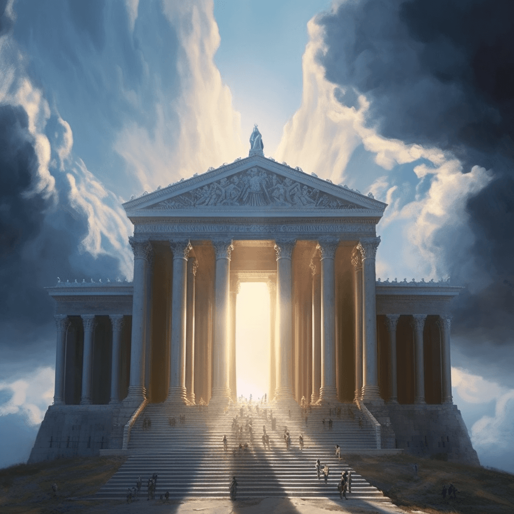 AI generated: 'cinematic shot'' of gates to heaven, full detailed, 8 k, realistic, atmospheric, style by ivan aiva...