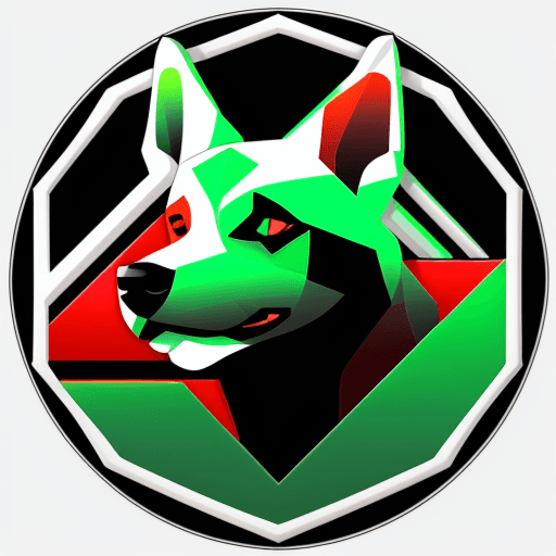 AI generated: Minimalist medium quality vector art (neon line logo) depicting a tessellated geometric dog surround...