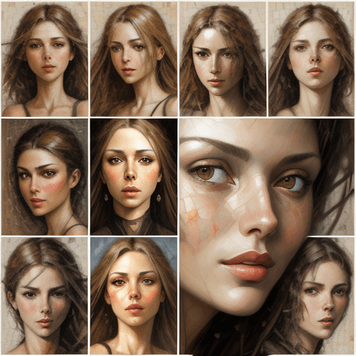 AI generated:  a collage of women's faces in mosaic, in the style of andrew atroshenko, peter gric --ar 73:109 --s...