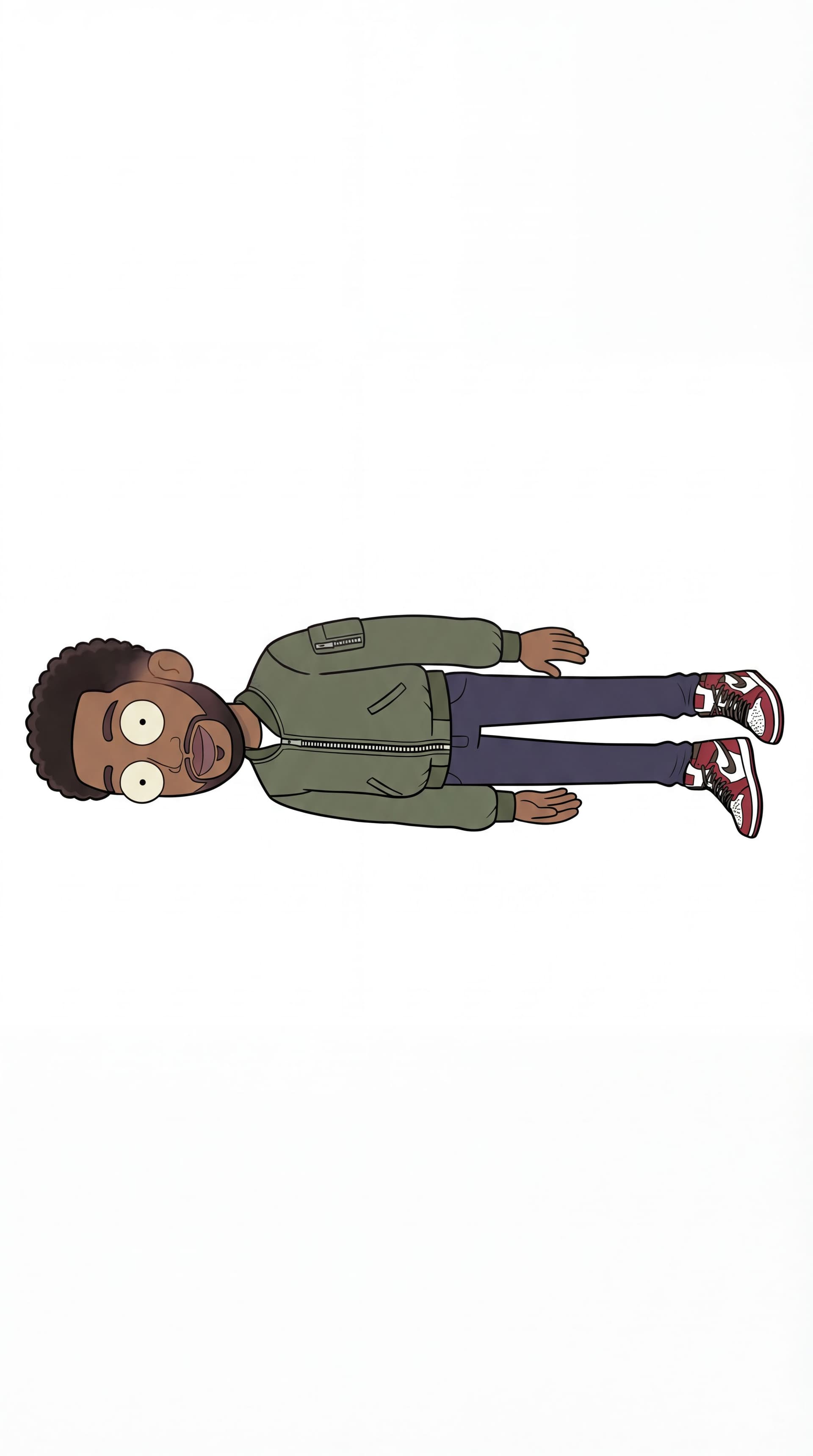 AI generated: fix his body to be 90 degree in the same position as his head.