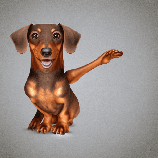 AI generated: cute brown Dachshund smiling and waving, realistic style