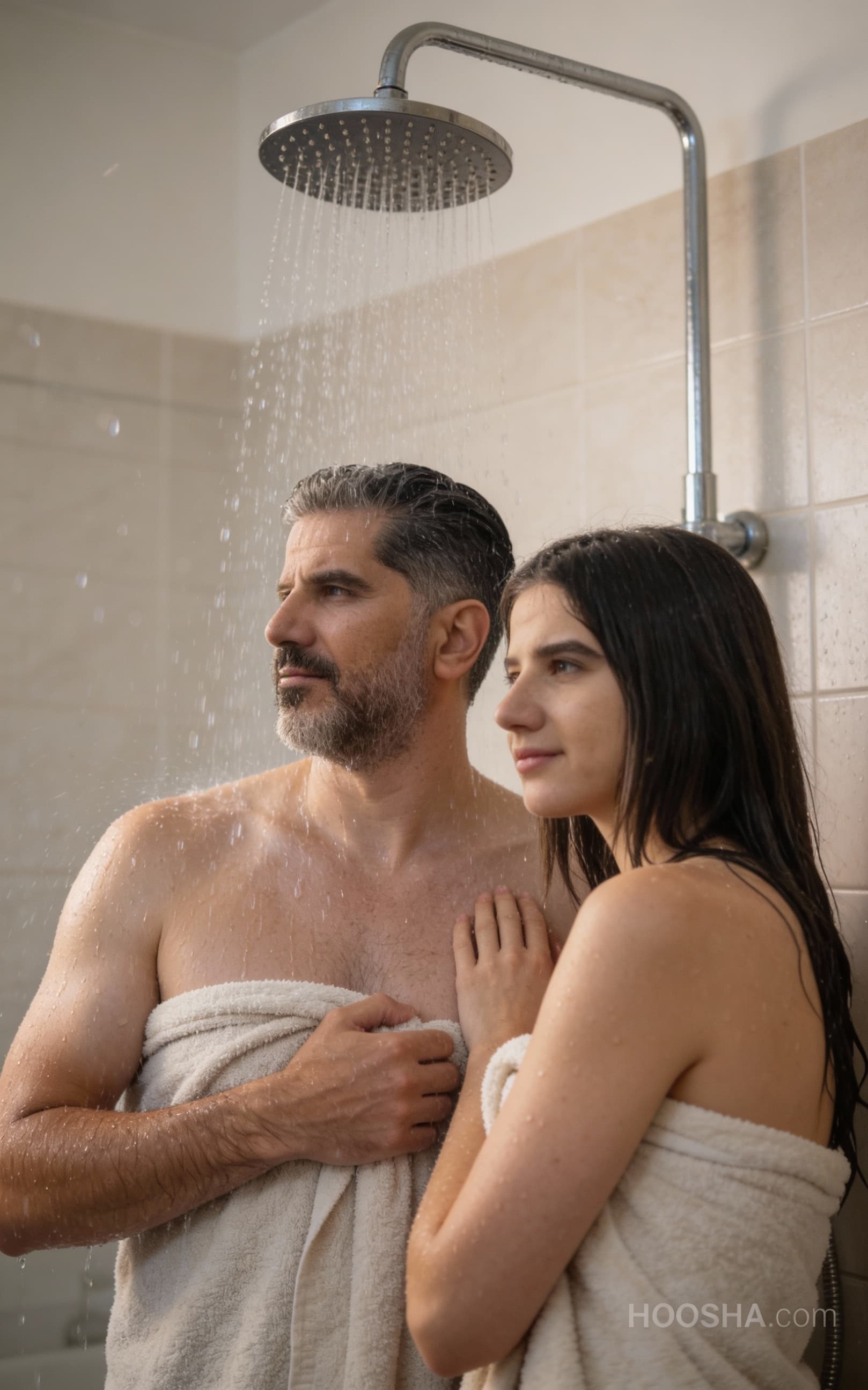 Seedream 4 prompt: ببرشون تو حمام بدون موتور در حال دوش گرفتن دو نفری...