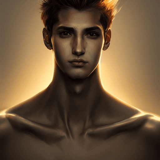 AI generated: portrait of a beautiful young man with scorpions around him, slight smile, digital painting, concept...