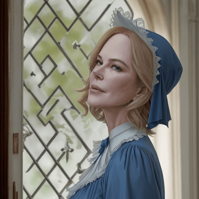 AI generated: American shot, profile 3/4, 1903, at the URSULINES CONVENT OF ROBERVAL, Nicole Kidman, 56, is seekin...