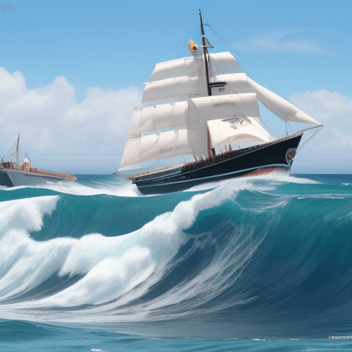 AI generated: barco en dia soleado olas fuertes