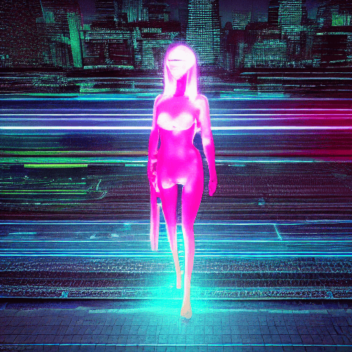 AI generated: futuristic female by elmopix, in the style of neon realism, dark cyan, nikita veprikov, softly lumin...