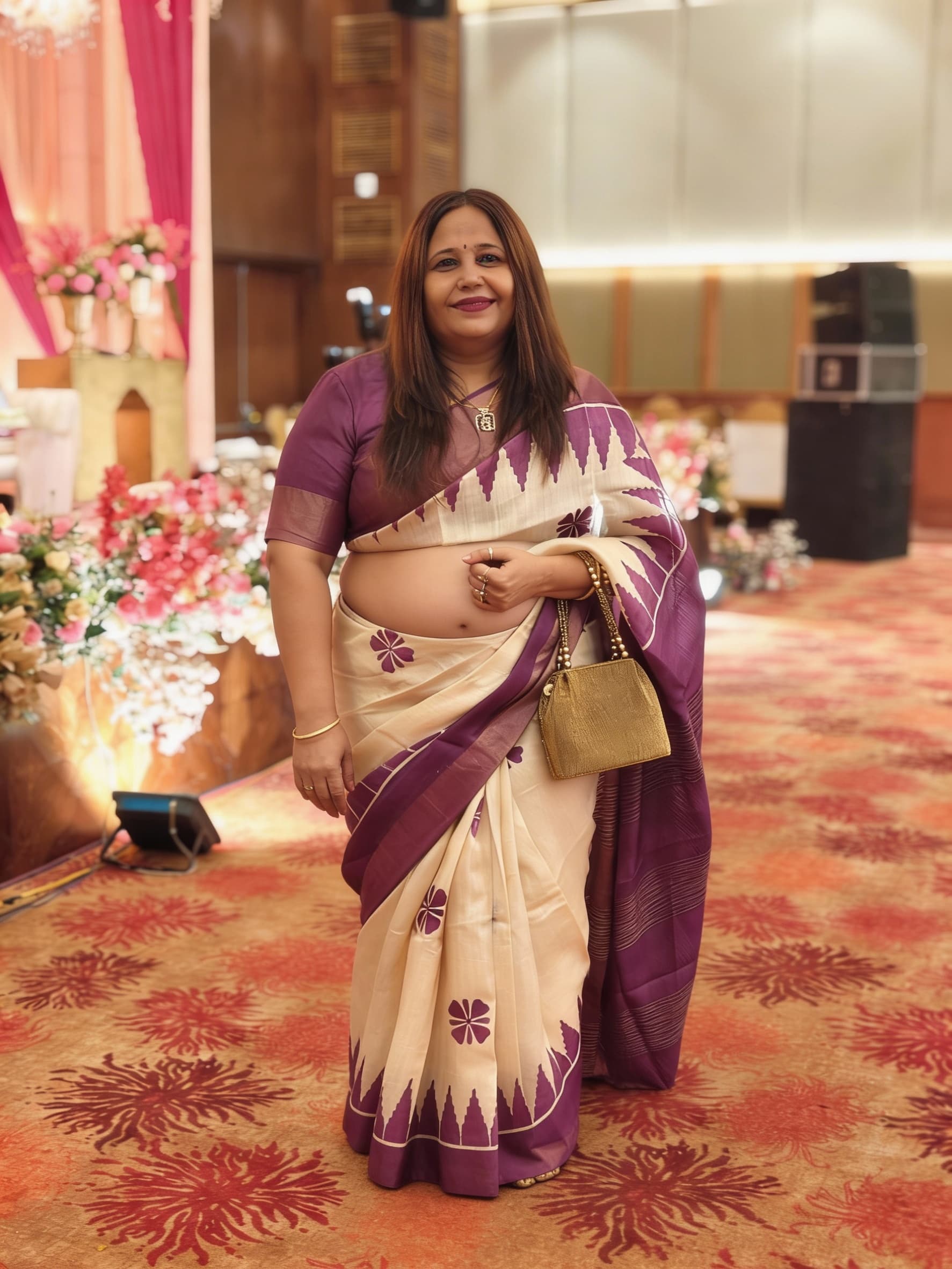AI generated: Full body view of most beautiful girl as most beautiful indian realstic girl with plus size FLAT sto...