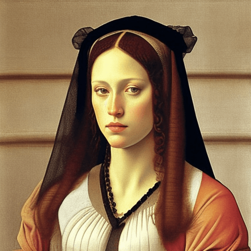 AI generated: Portrait of a young woman in renaissance style, Giovanni Bellini 