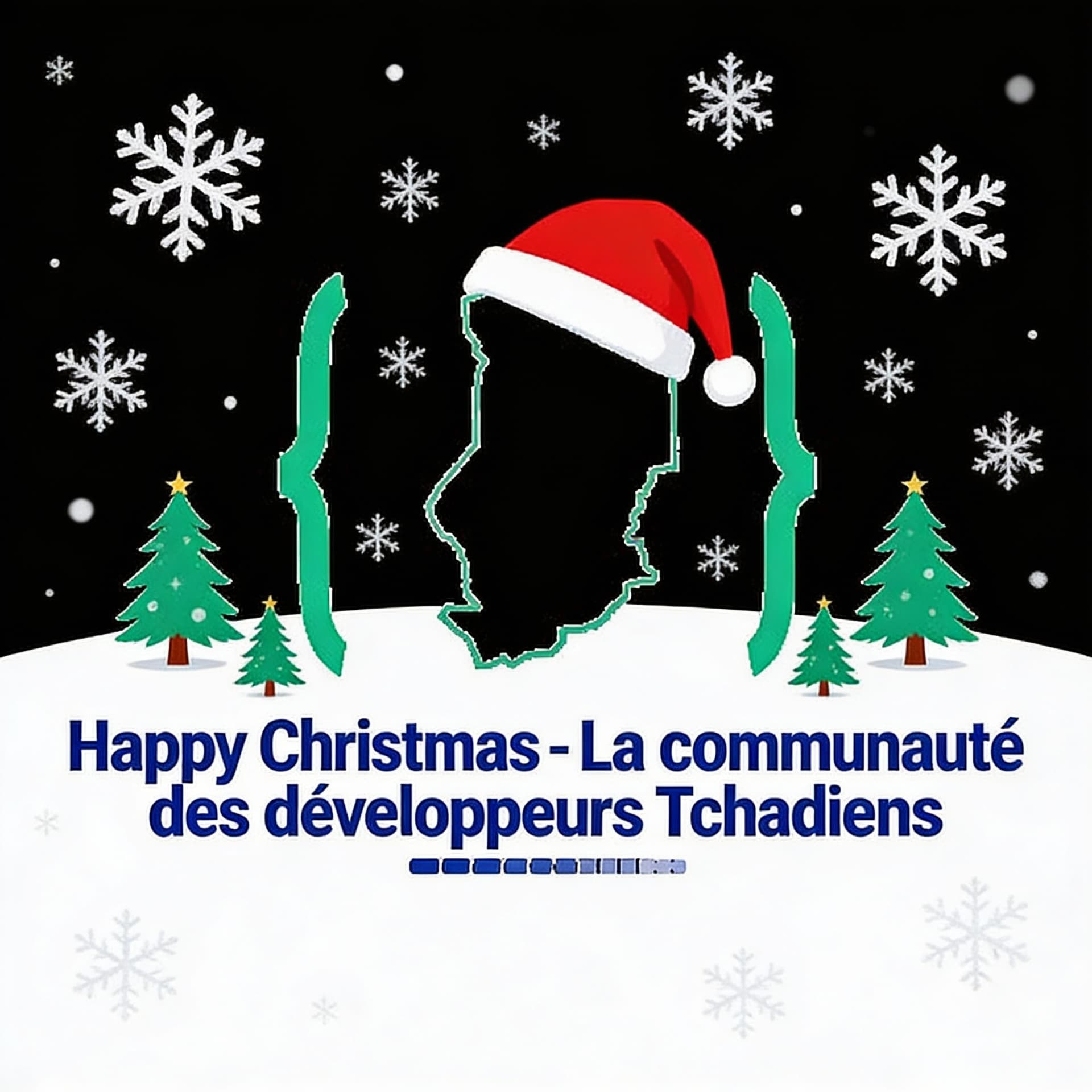 AI generated: Je veux faire Happy Christmas. La communauté des développeurs Tchadiens 