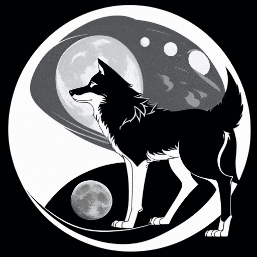 AI generated: a wolf and the moon, clean and sharp line vector illustrations,
minimalist, cosmic symbolism, tattoo...