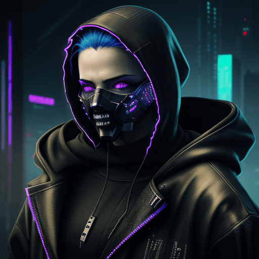 AI generated: Man in hoodie with futuristic face, cyberpunk face, cyberpunk art style, cyberpunk hacker, cyberpunk...