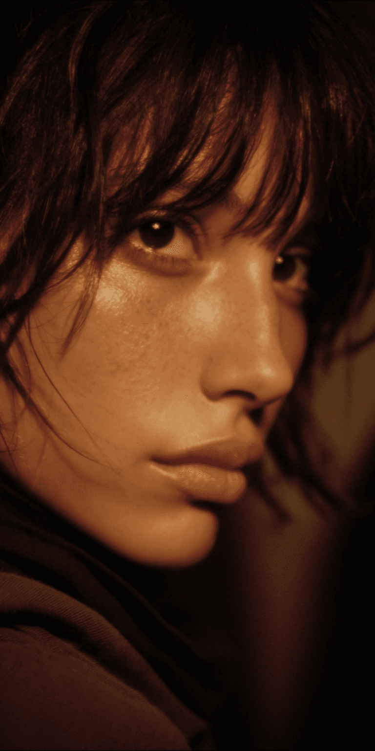 AI generated: Extreme close-up, woman's face, beauty editorial, cinematic realism, hyperrealistic macro lens --no ...
