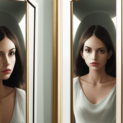 AI generated: woman reflected in 4 mirrors