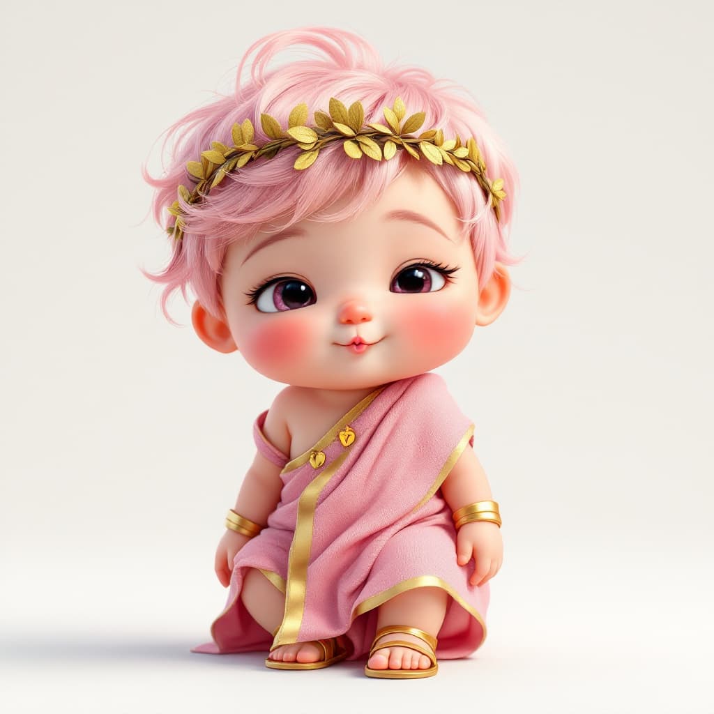 AI generated: whimsical Realistic of Pixar, Bryce 3D, front view, A Virgo baby girl of 12 Astrology, half year's o...