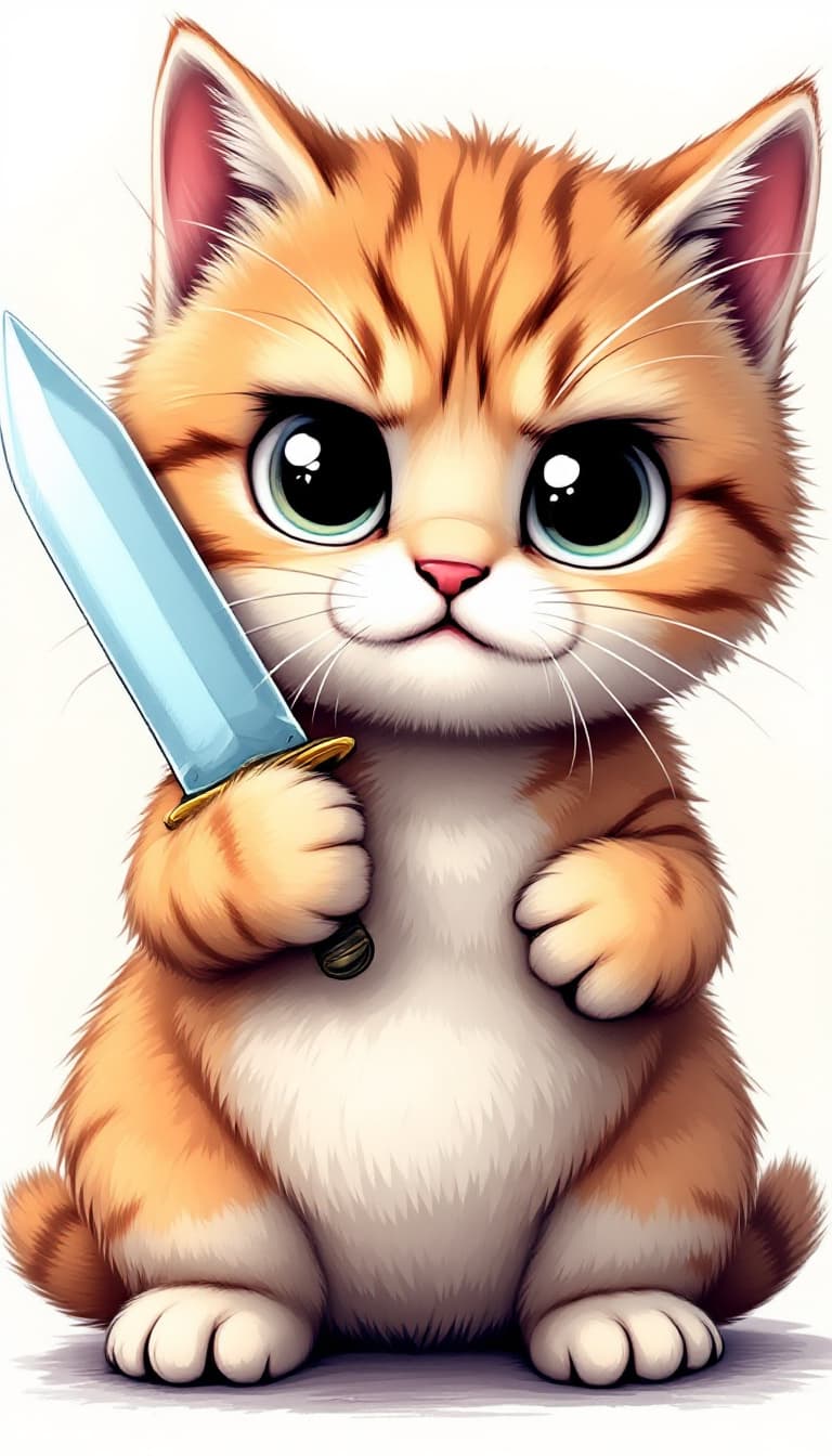AI generated: The illustration presents an overly cute kitten with large eyes and chubby cheeks. Despite this, it ...