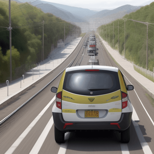 AI generated: Quiero que dibuje formato con mi una persona sentada en una silla de rueda eléctrica cruzando un pas...