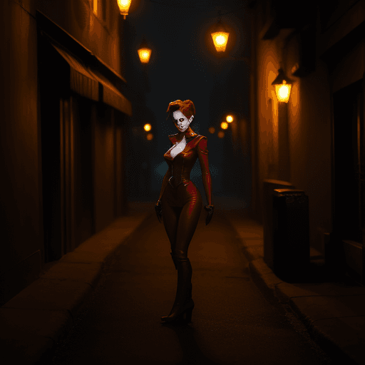 AI generated: A rouge standing in a dimly lit street