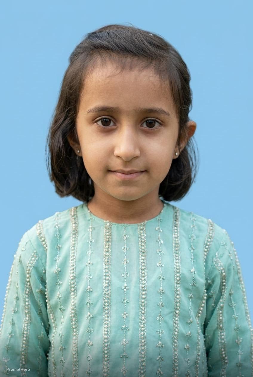 AI generated: Make professional Passport size photgraph with blue background. remove eye pearls also