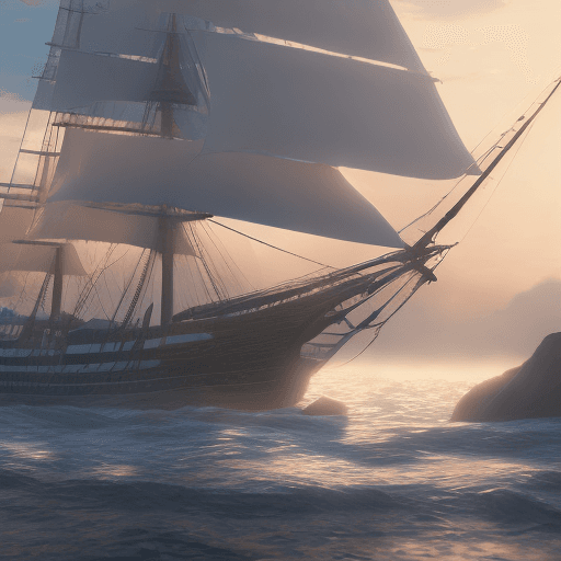 AI generated: Photo of a ultra realistic sailing ship, dramatic light, pale sunrise, cinematic lighting, battered,...