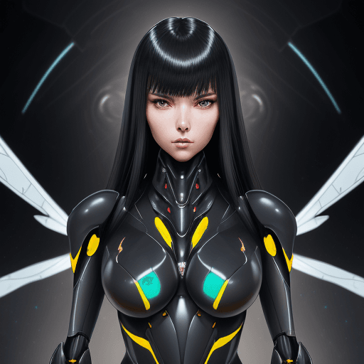 AI generated: create image of woman, full portrait close-up, max epic, beautiful girl in streamlined Sci-fi exo co...