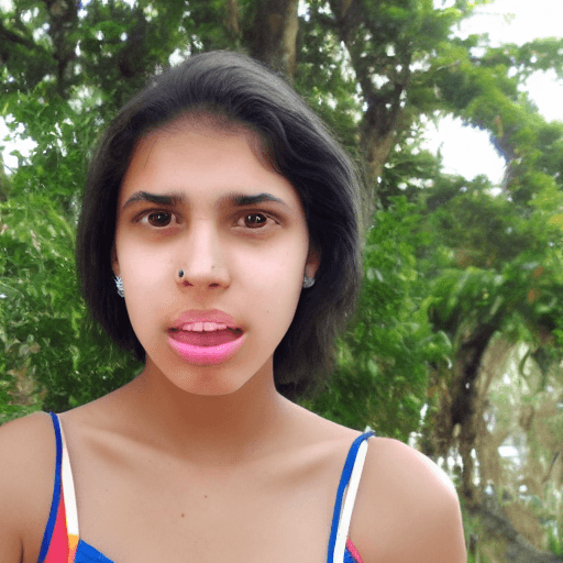 AI generated: self of an 18-year-old light-skinned Brazilian girl  without imperfections with short dark brown hai...