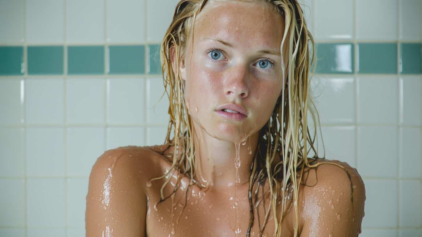 AI generated: high quality photo, 4K, front shot, upper body from from waist up, 20 year old Norwegian woman, in t...