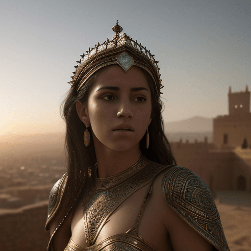 AI generated: Ultra high resolution photography of a medieval, Moroccan, dancer, woman, dramatic light, pale sunri...