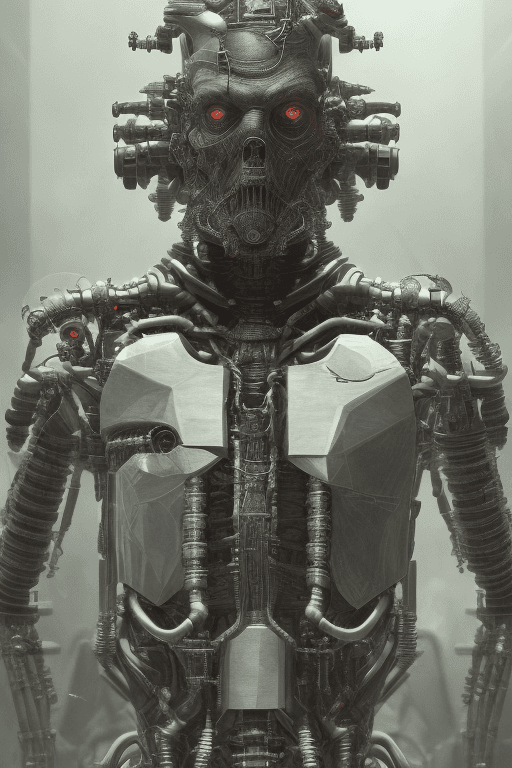 AI generated: ominous full body ancient male cyborg| full-length portrait| detailed face| Star Wars Sith lord| sym...