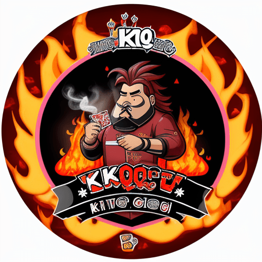 AI generated: "K10BBQ" logo with a King of Hearts Playing card burning in flames next to a smoked brisket , in the...