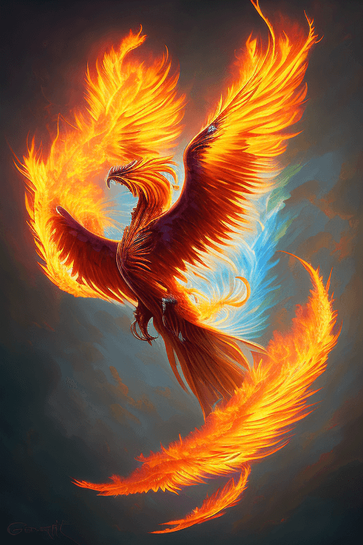 AI generated: a stunning and spectacular phoenix bursting into flames, by greg rutkowski, luxury, elegant, ornate,...