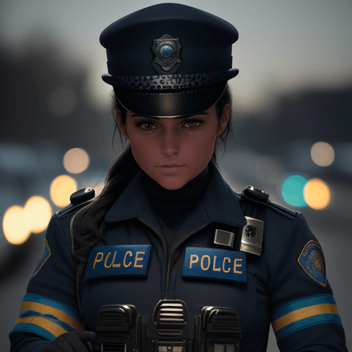 AI generated: Foto de un policia ultrarrealista, luz espectacular, amanecer pálido, iluminación cinematográfica, m...