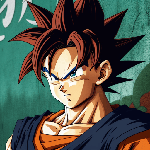 AI generated: dragon ball, portrait of goku, in the style of street art aesthetic, cute cartoonish designs, photo-...