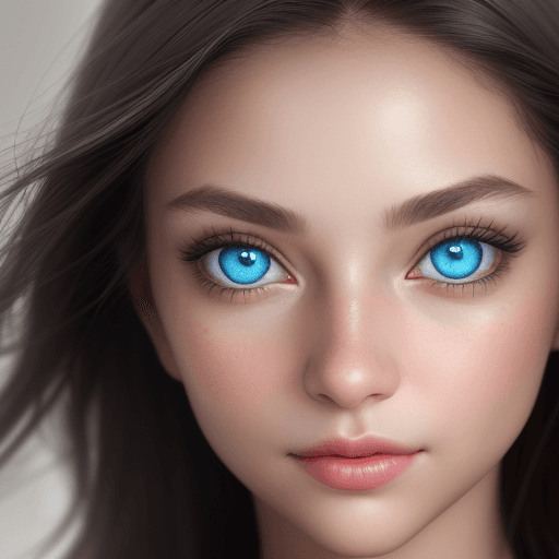 AI generated: Portrait Photography, A highly detailed close-up of a content woman looking left, with prominent, br...