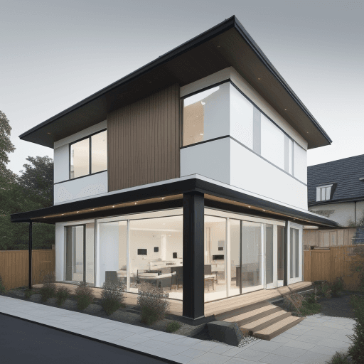 AI generated: with the luxury home decor, in the style of streetscape, light brown and black, dark sky-blue and li...